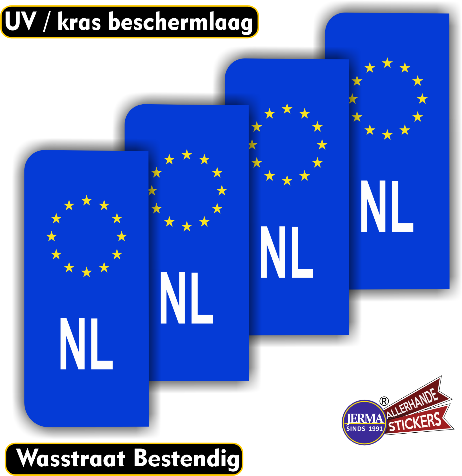 NL kentekenbord sticker blauw, geel (1372.71)