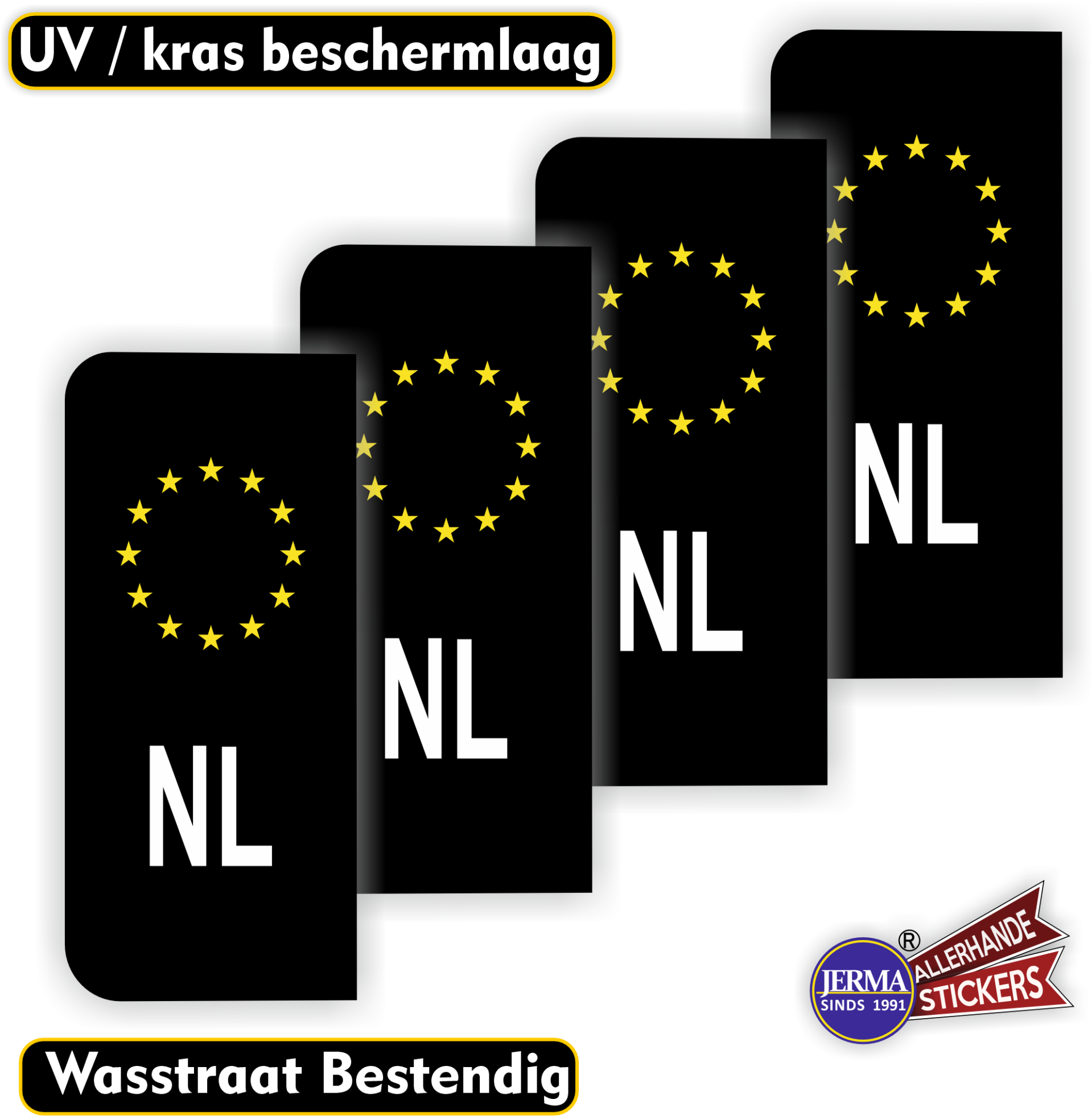 NL kentekenbord sticker Zwart, Wit (1373.71)