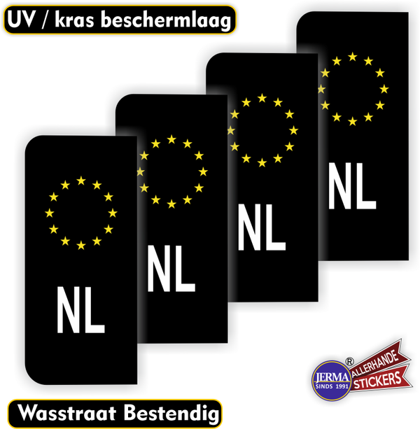 NL kentekenbord sticker Zwart, Wit (1373.71)