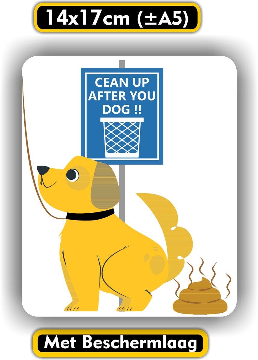 Hondenpoep opruimen - Sticker - 14 x 17 cm (1377.71)