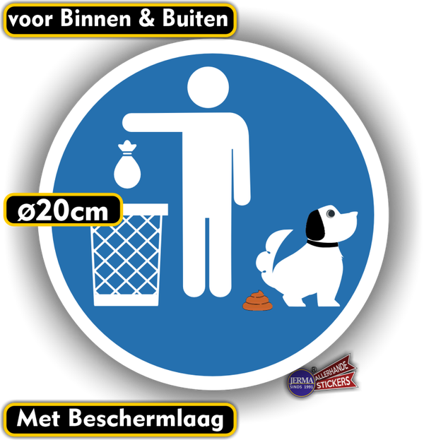Hondenpoep opruimen pictogram, sticker ⊘20 cm. (1379.71)