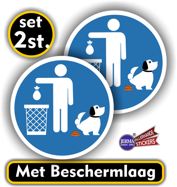 Hondenpoep opruimen pictogram, stickers set ⊘10 cm. (1380.71)