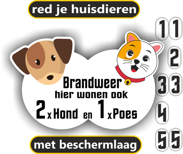 Brandweer hier zijn huisdieren. Hond en Poes.  (1433.76)