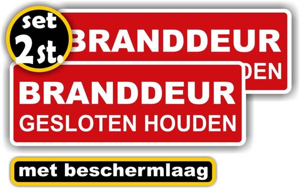 Branddeur dicht houden, set van 2 stickers. (1436.76)