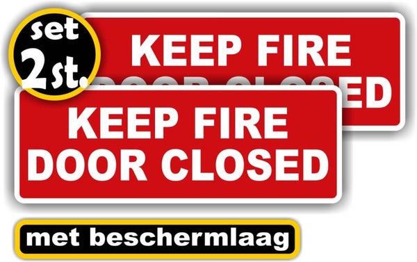 keep fire door closed stickers set van 2 stickers. (1438.76)