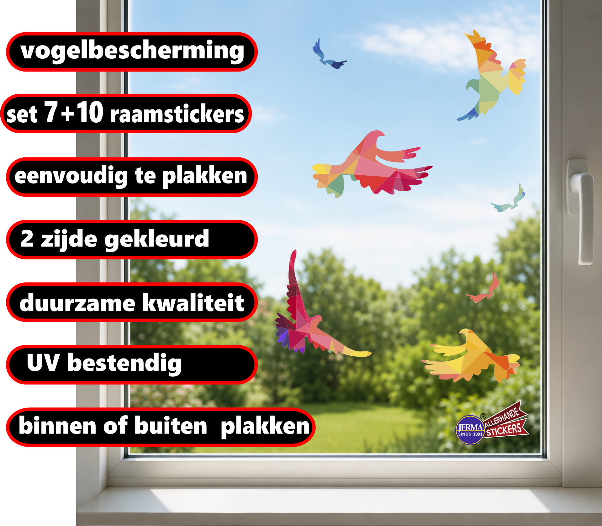 Vogelbescherming raam stickers Tangram (144.02)