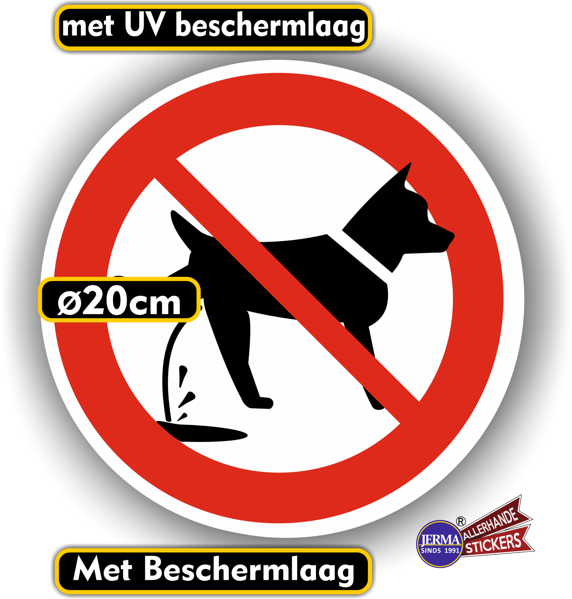 Hier geen honden plas sticker Ø20cm (1449.la76)