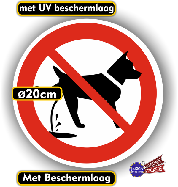 Hier geen honden plas sticker Ø20cm (1449.la76)