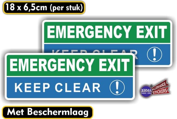 Emergency exit  keep clear stickers 2 st. (1452.76)
