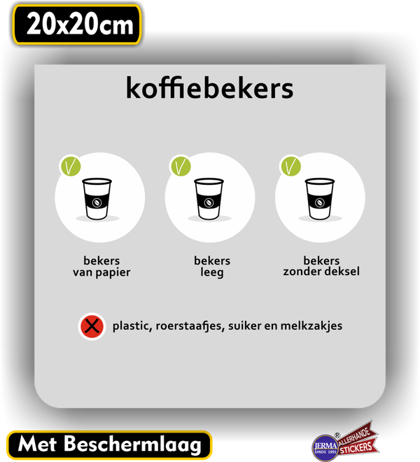 Koffie beker recycling sticker. (1454.77)