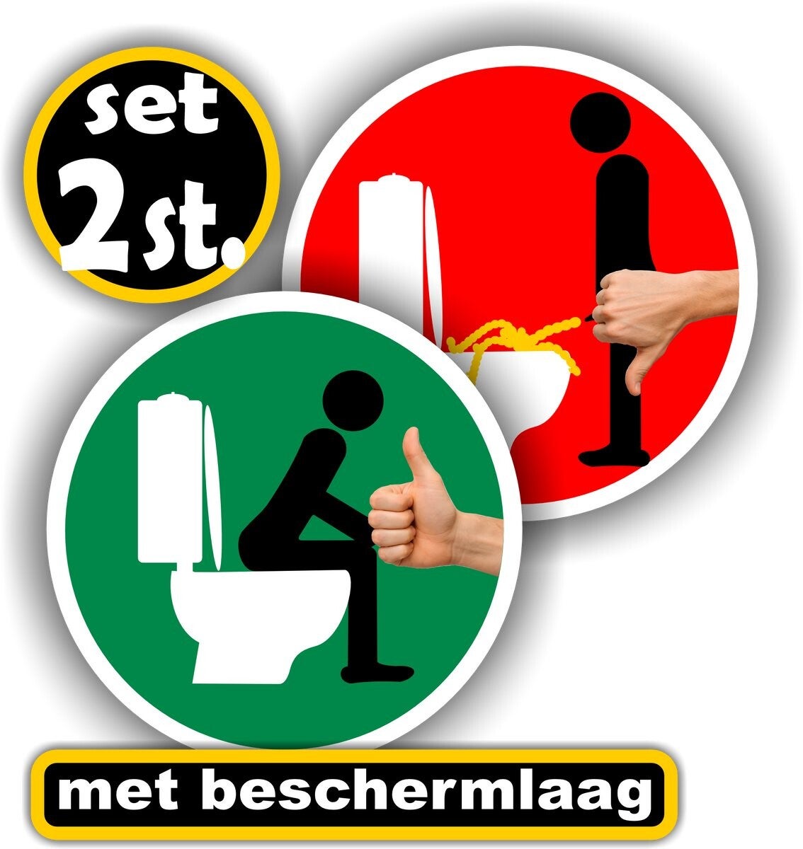 Zittend Plassen - WC - Sticker - set 2 stuks (1469.55)