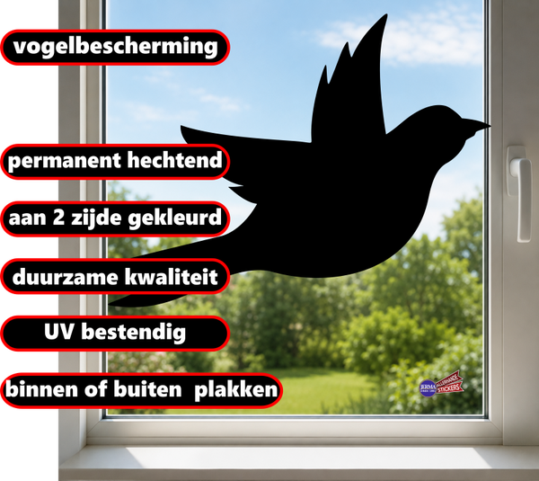 Vogel raamsticker in een XXL afmeting kies je kleur (151)