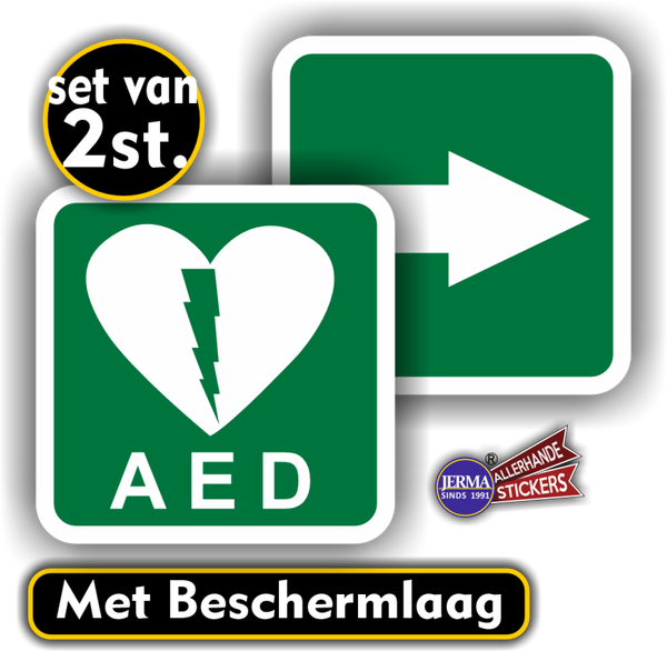 AED en Pijl pictogram sticker set (164.06)