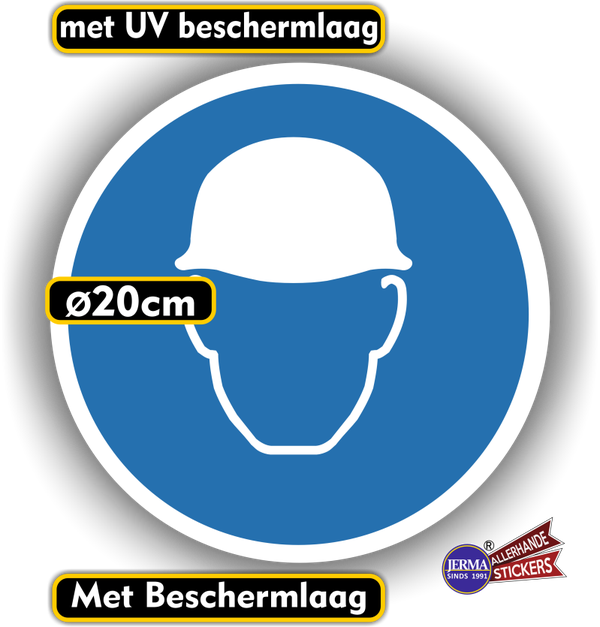 Veiligheidshelm verplicht  ISO 7010 sticker (169.09)