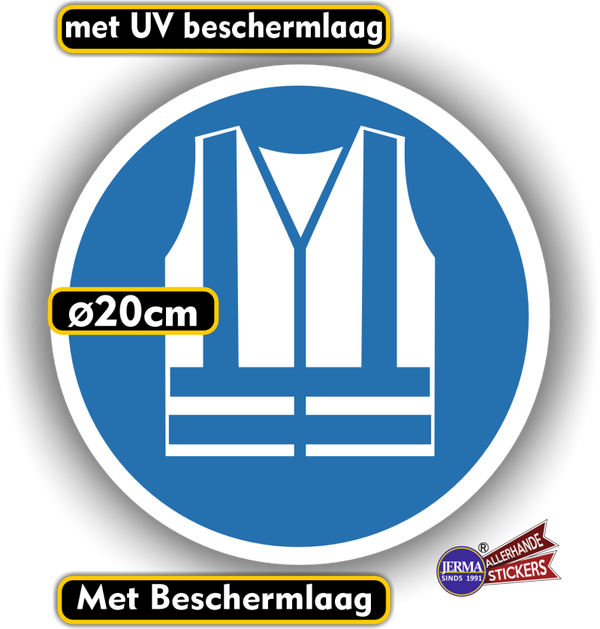 Veiligheidshesje verplicht sticker - ISO norm sticker (171.06)
