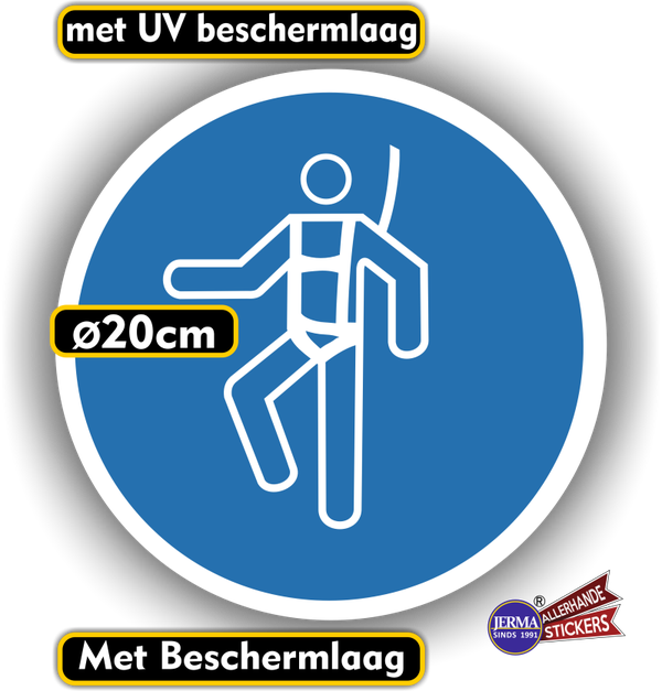 Veiligheids klim harnas verplicht  ISO 7010 sticker (173.06)