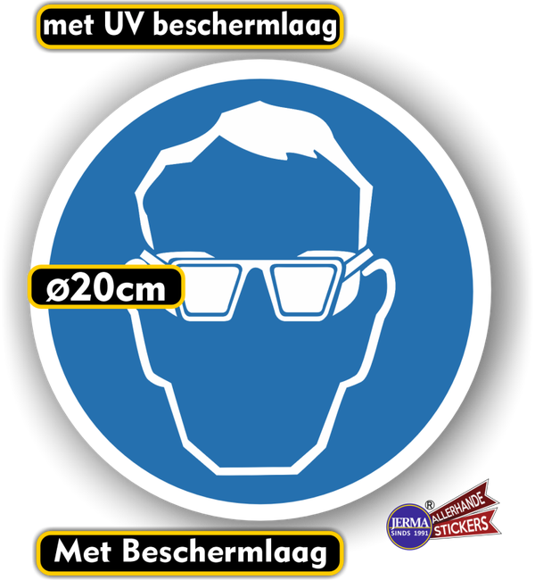 Veiligheidsbril verplicht  ISO 7010 sticker (179.07)