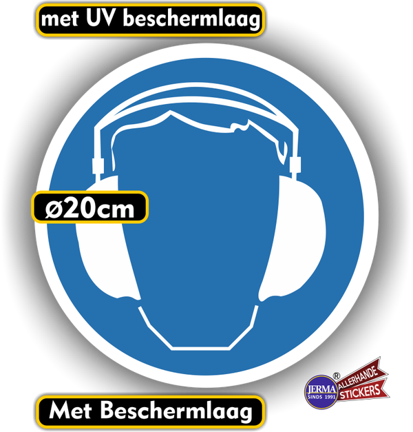 Gehoorbescherming verplicht sticker - Ø20 cm  (181.07)