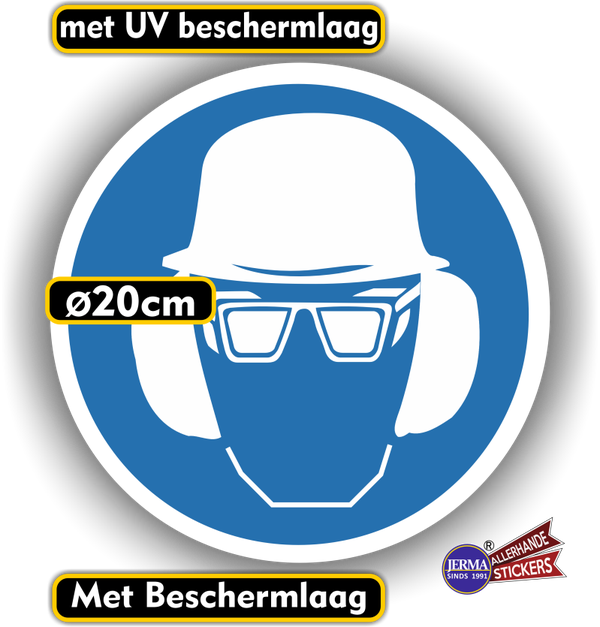 Bril, helm gehoor bescherming  ISO 7010 sticker (187.07)