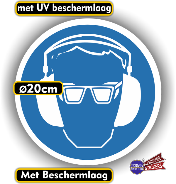 Bril en Gehoorbescherming verplicht ISO 7010 sticker (189.07)