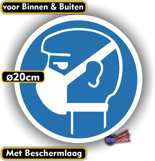 Mond-, stofmasker verplicht ISO 7010 sticker (195.08)