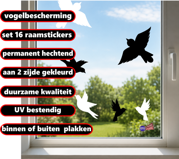 Vogelbescherming Raamsticker kies je kleur combinaties  (198)