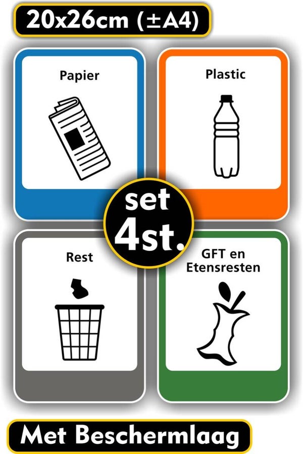 Recycling stickers XXL set van 4 stuks     (2021 052021.la10)