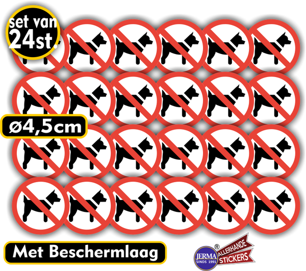 Verboden voor honden stickers set 24 stuks (231.08)