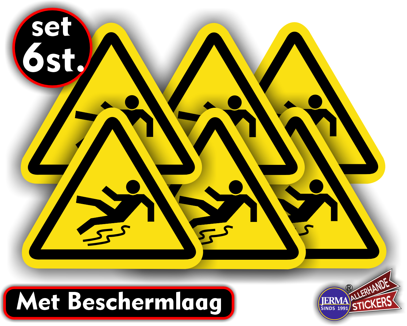 Val - Uitglij gevaar - Sticker - Set 4 st - 10 cm breed - Weerbestendig (237.12)