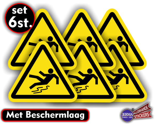 Val - Uitglij gevaar - Sticker - Set 4 st - 10 cm breed - Weerbestendig (237.12)