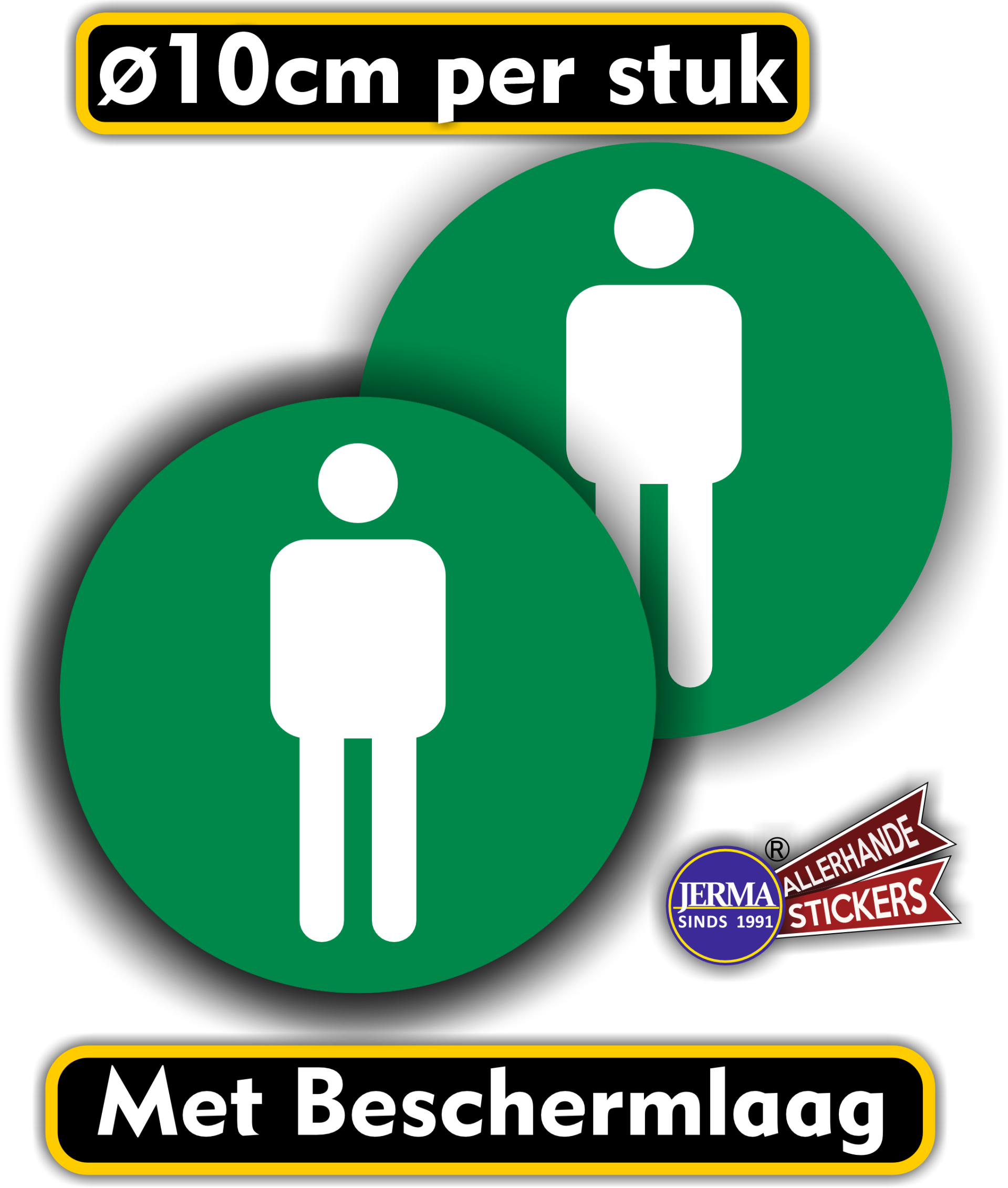 Heren WC pictogram sticker set 2 stuks groen (239.09)