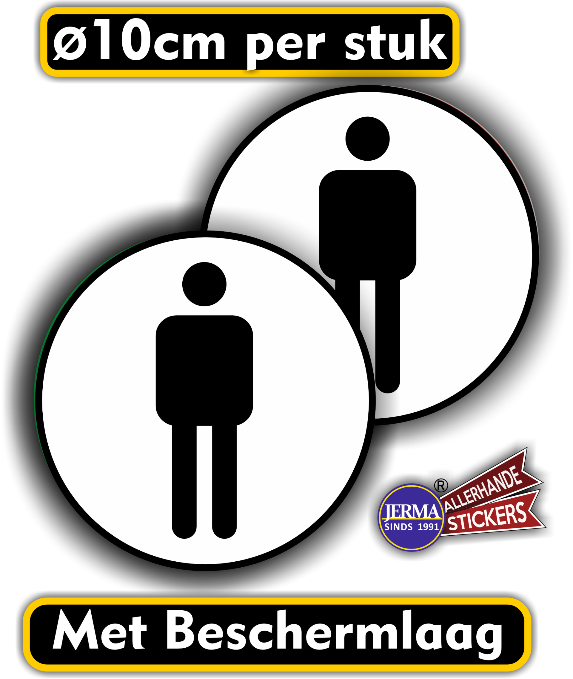Heren WC-Stickers-pictogram- set 2 stuks zwart/wit (241.09)