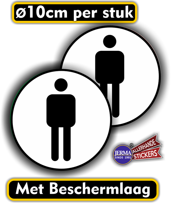 Heren WC-Stickers-pictogram- set 2 stuks zwart/wit (241.09)