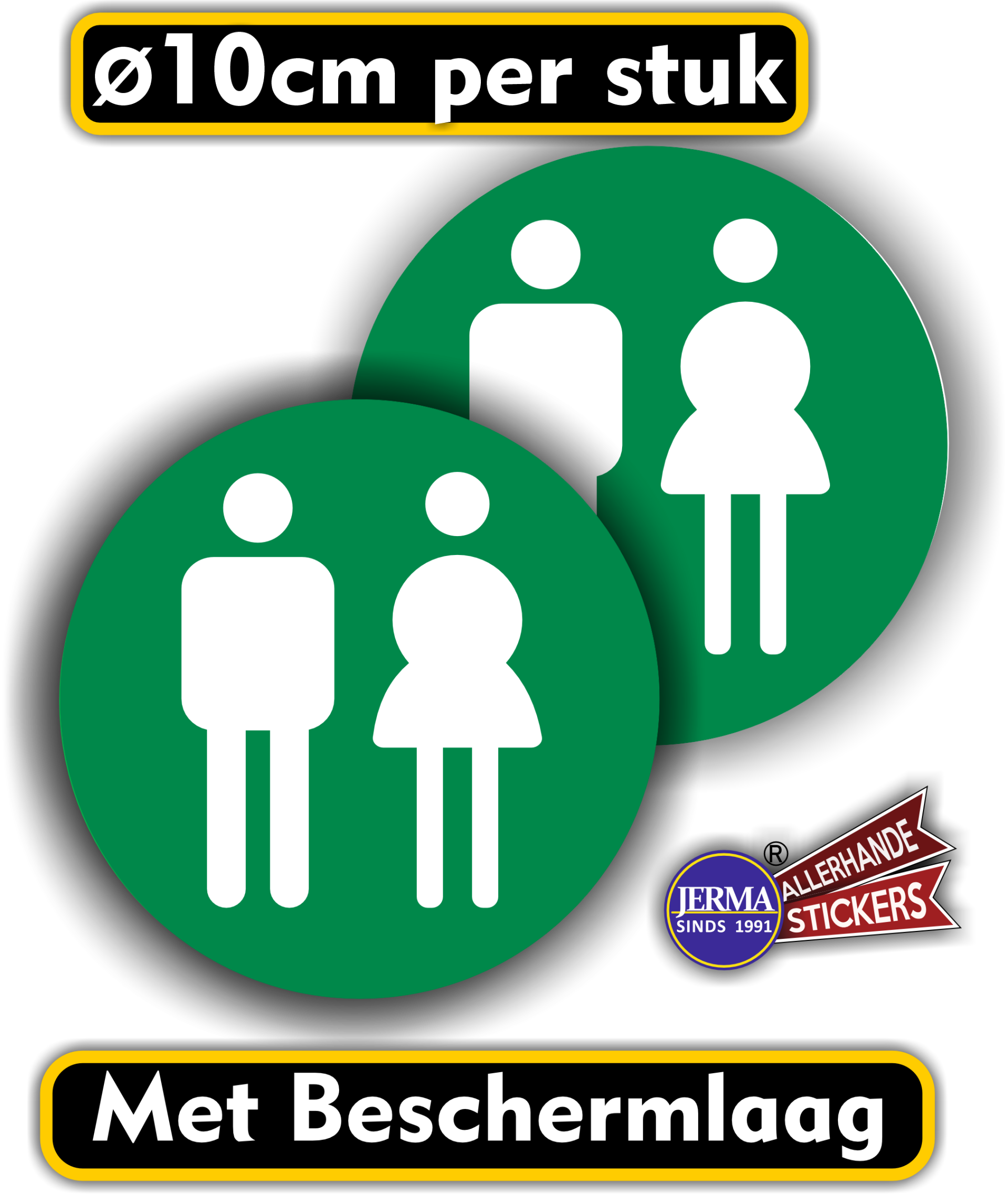 Dames, Heren Toilet sticker set 2 stuks  groen (243.09)