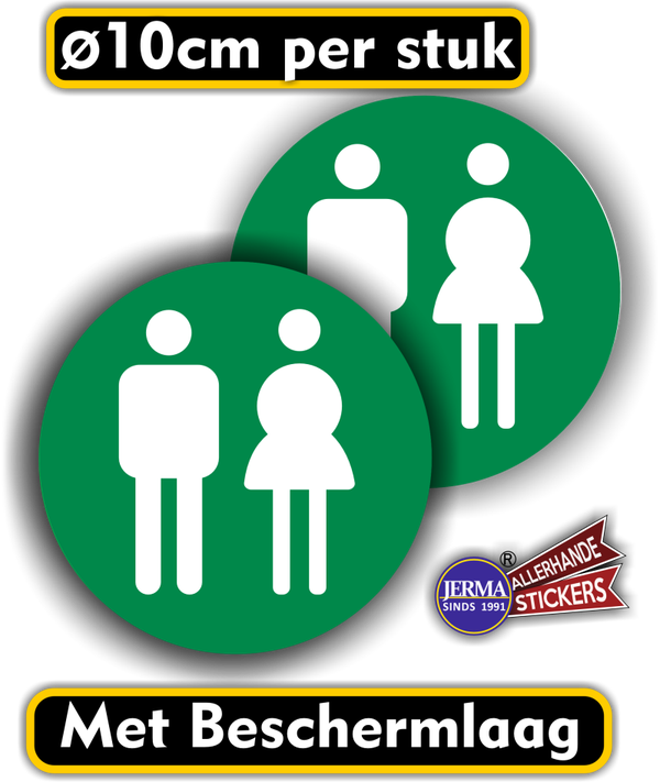 Dames, Heren Toilet sticker set 2 stuks  groen (243.09)