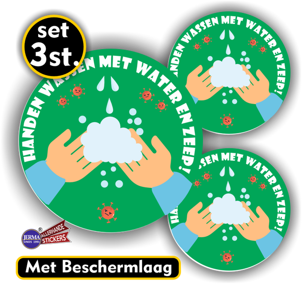 Handen wassen met zeep en water Stickers (249.13)