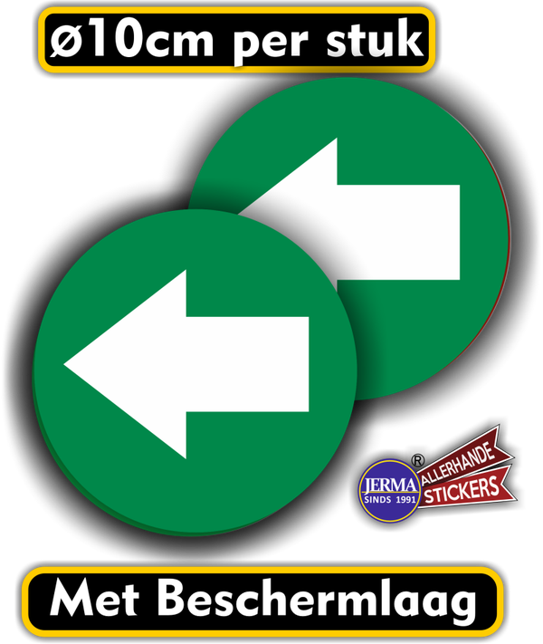 Verwijzingen naar b.v. de WC, pijlen sticker set 2 stuks groen (249.02)