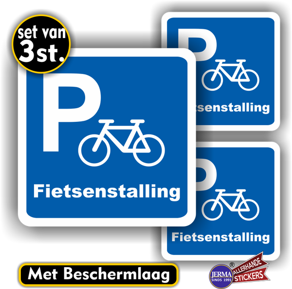 Fietsenstalling parkeer set 3 stickers (259.13)