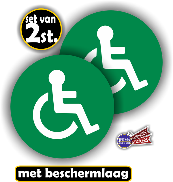 Rolstoel pictogram stickers 2 stuks, groen.  (259.10)