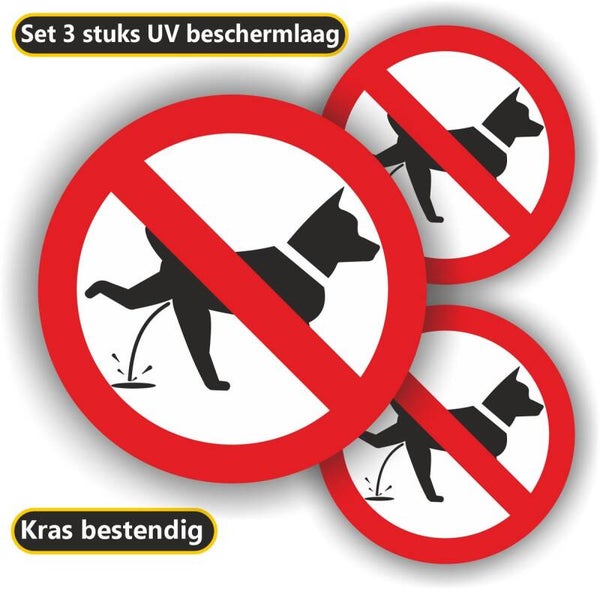 Honden verboden om te laten plassen stickers. (263.14)