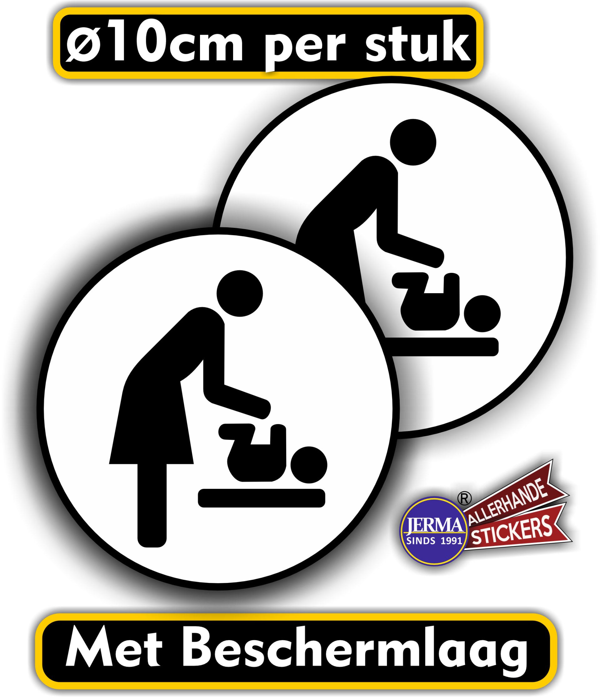 Baby verzorging-Deurstickers-pictogram sticker set zwart wit (265.10)