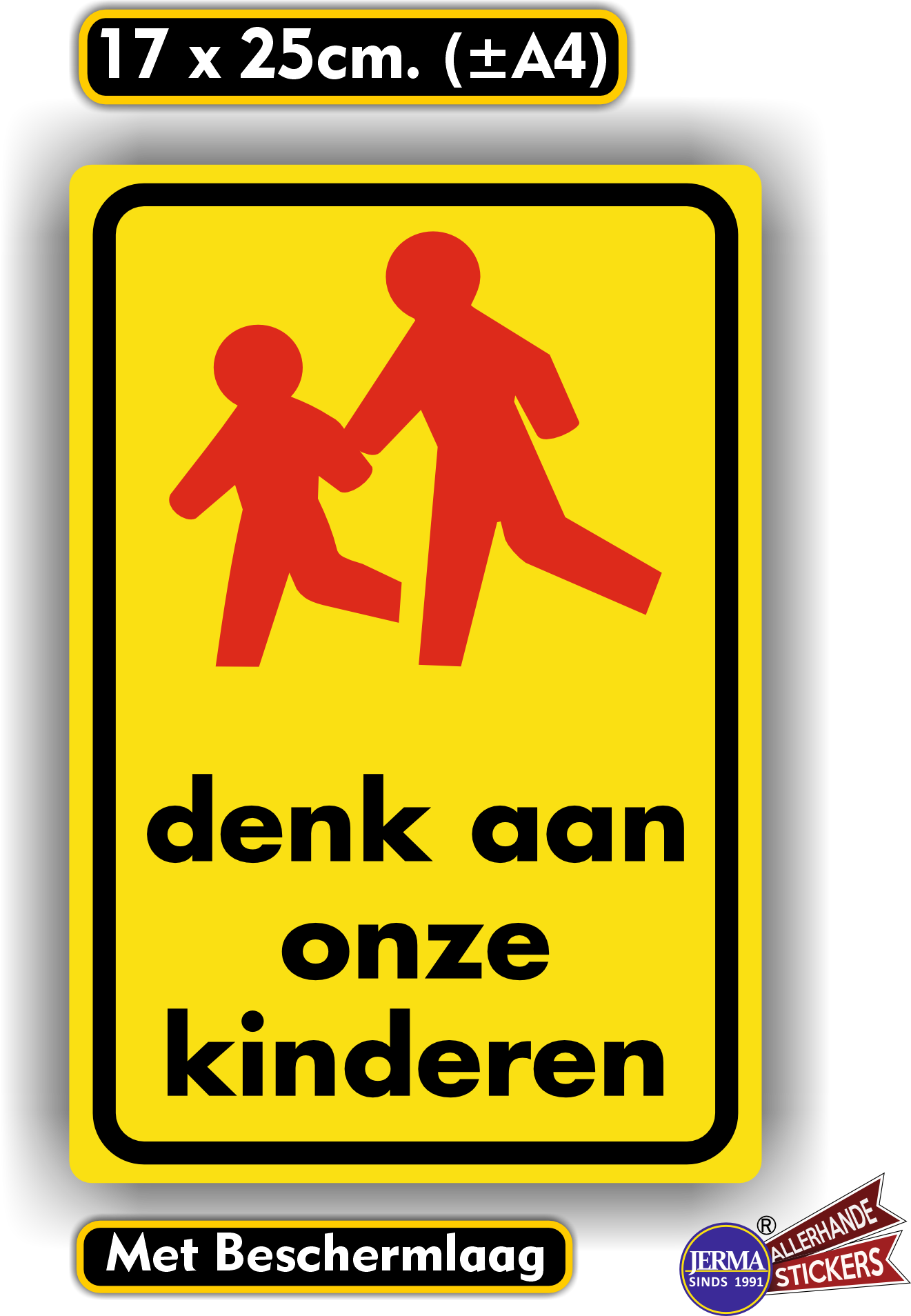 Denk aan onze kinderen Verkeersbord sticker (265.14)
