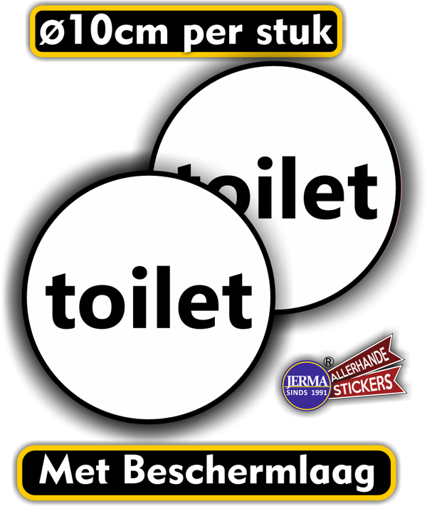 Toilet set 2 tekst stickers zwart wit (267.10)