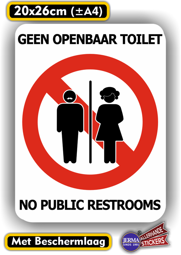 Geen openbaar toilet - Sticker -No Restroom (273.14)