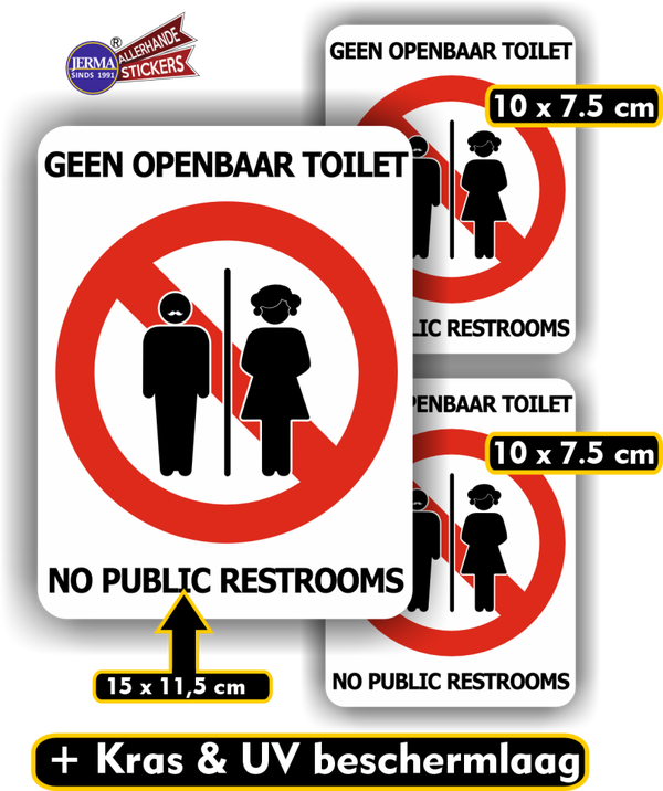 Geen openbaar toilet - No restroom - Sticker set (275.14)