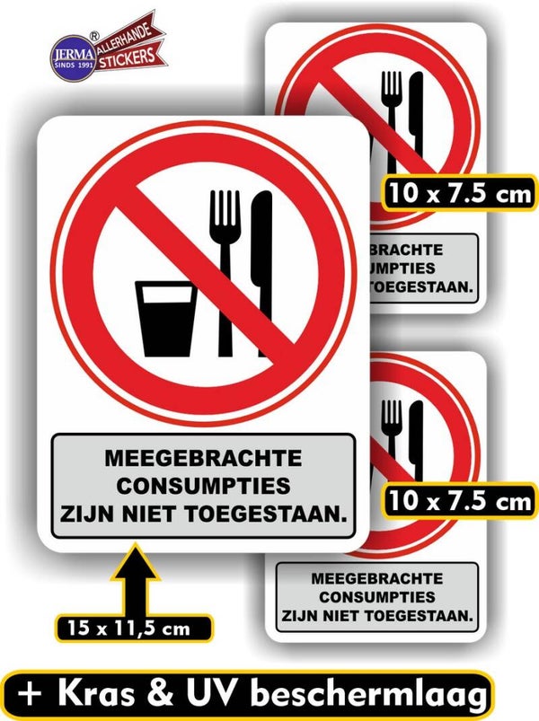 Meegebrachte consumpties niet toegestaan sticker set (277.15)
