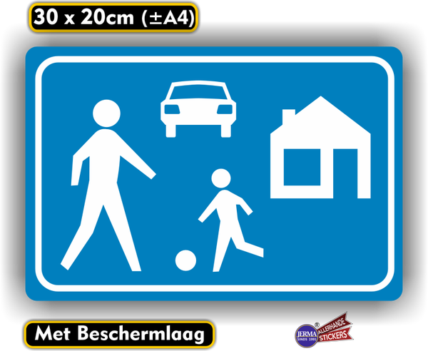 Speelstraat, Woonerf-verkeersbordsticker (278.11)