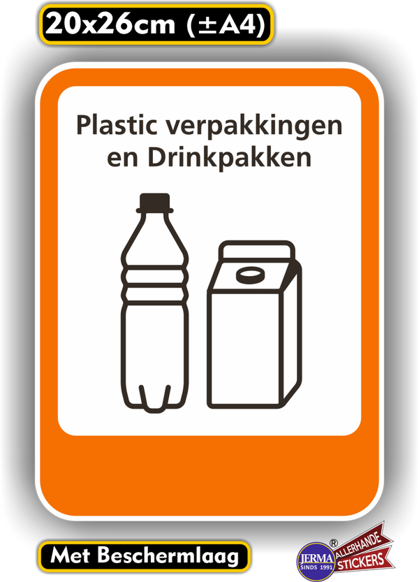 Plastic en drink karton recycling sticker (308.16)