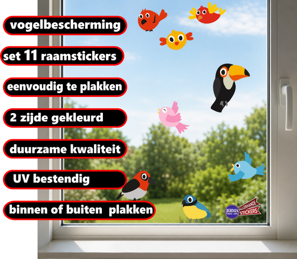 Vrolijke vogel raamstickers (314.14)