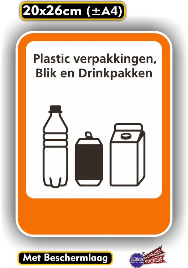 Plasticverpakking, Blik, Drinkpakken recycling sticker. (317.16)